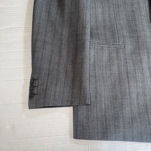 Mani By Giorgio Armani Blazer Gray Chevron Pattern Pure Virgin Wool 42L Italy - Picture 3 of 15